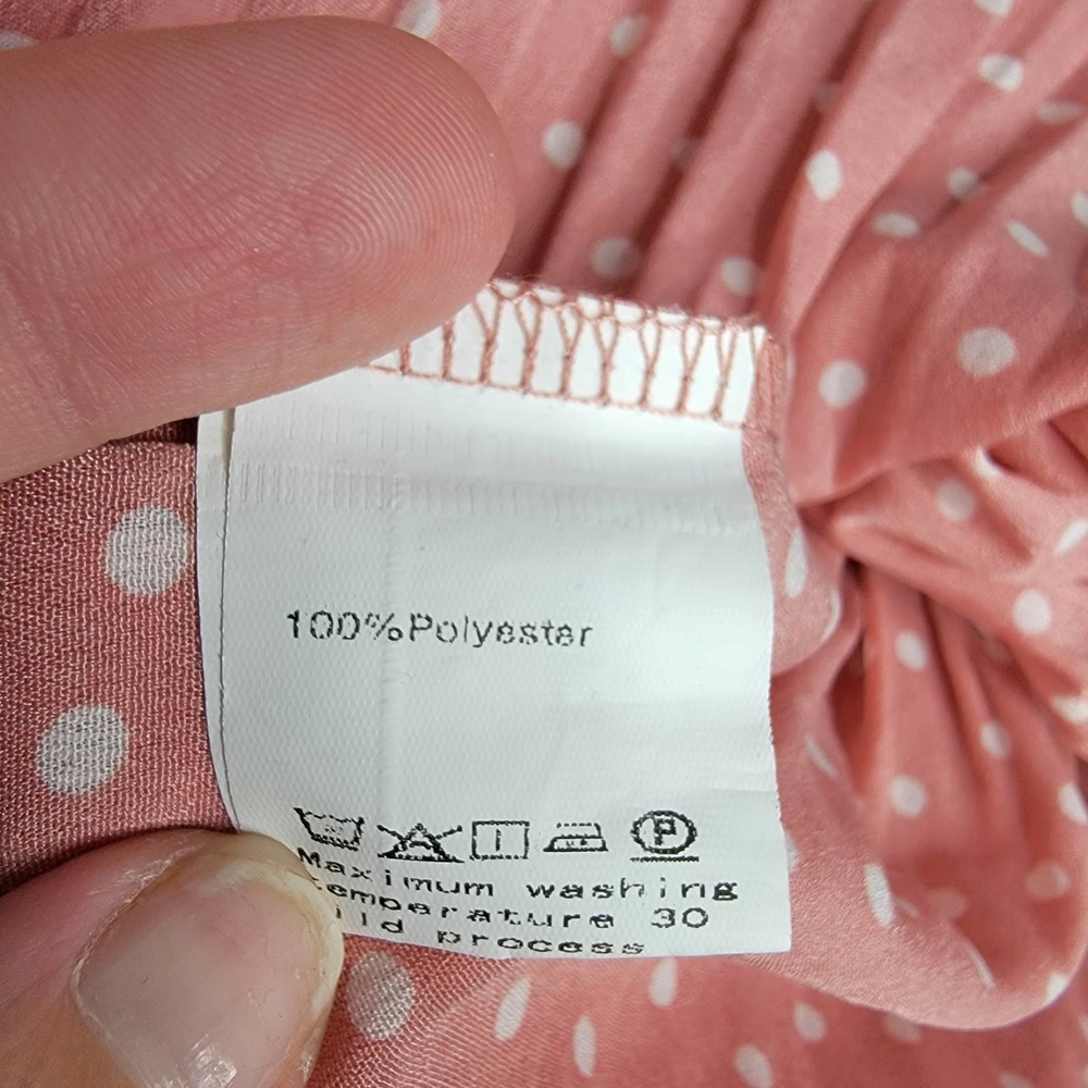 S Polka dot skirt Accordion Pleats Pink White EE - Picture 9 of 10